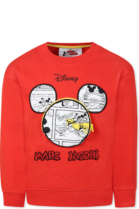 Little Marc Jacobs Sweaters & Sweatshirts for Boys Little Marc Jacobs Red Sweatshirt For Boy With Mickey Mouse
