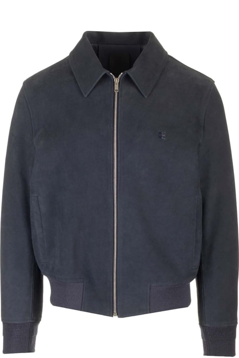 Givenchy معاطف وجواكت لـ القسم الرجالي Givenchy Blue Suede Jacket