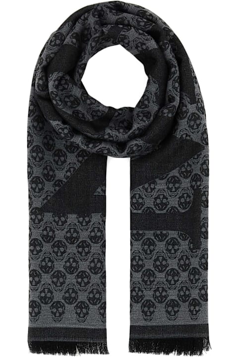 Alexander McQueen Scarves for Men Alexander McQueen Embroidered Wool Foulard