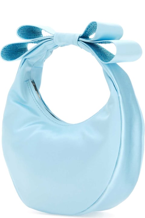 Mach & Mach Totes for Women Mach & Mach Pastel Light-blue Satin Small Cadeau Handbag