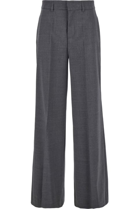 Homeware Parosh Grey High-waisted Tailored Pants With Concealed Closure In Fabric Woman