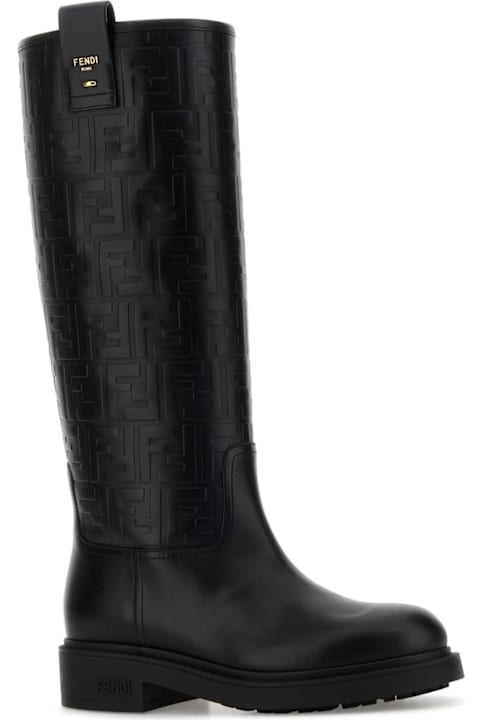 Homeware Fendi Black Leather Fendi Filo Boots