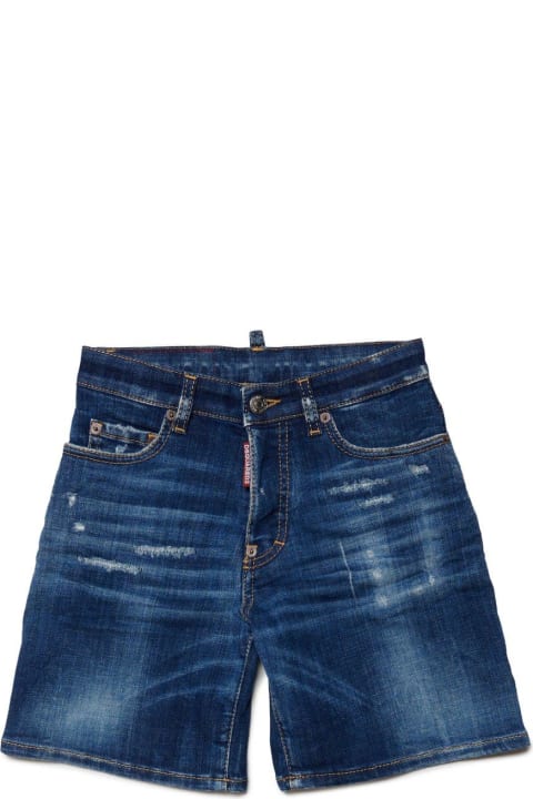 Dsquared2 for Boys Dsquared2 Logo-patch Distressed Denim Shorts