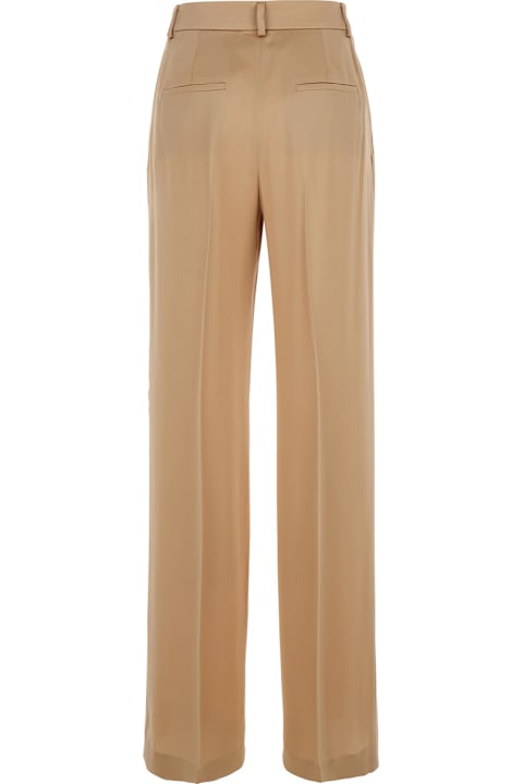Homeware Alberta Ferretti Beige Pants With High Waist And Belt Loops In Silk Blend Woman