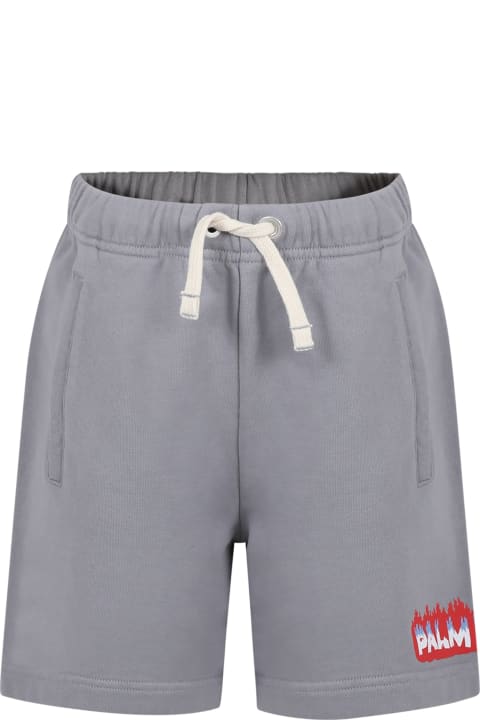 Palm Angels Kids Palm Angels Grey Shorts For Boy With Logo