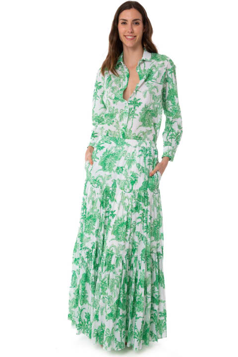 Fashion for Women MC2 Saint Barth Woman Cotton Long Skirt With Jungle Print