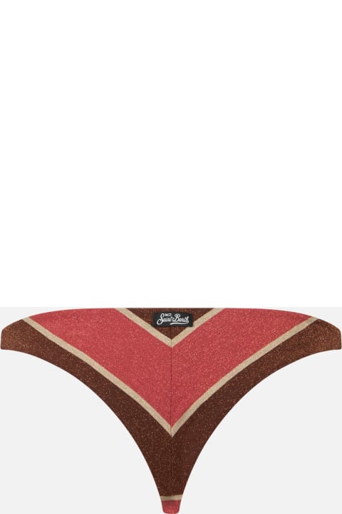 Homeware MC2 Saint Barth Woman Striped Lurex Cheeky Swim Briefs Romy