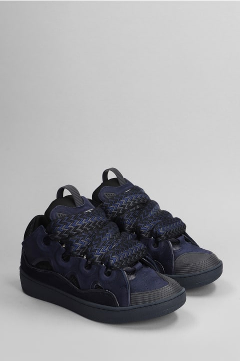 Sneakers for Women Lanvin Curb Sneakers In Blue Suede And Leather