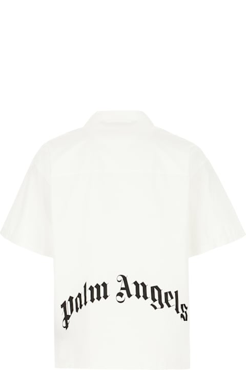 Palm Angels قمصان لـ القسم الرجالي Palm Angels White Poplin Shirt