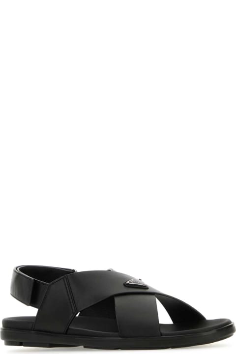 Prada Shoes for Men Prada Black Leather Sandals