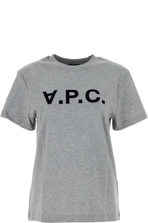 ウィメンズ A.P.C.のトップス A.P.C. Melange Grey Cotton T-shirt