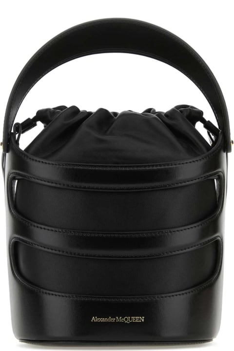 ウィメンズ Alexander McQueenのトートバッグ Alexander McQueen Black Leather The Rise Bucket Bag