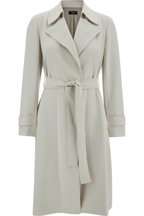Fashion for Women Theory Off-white Trench Coat With Revers Collar In Triacetate Blend Woman