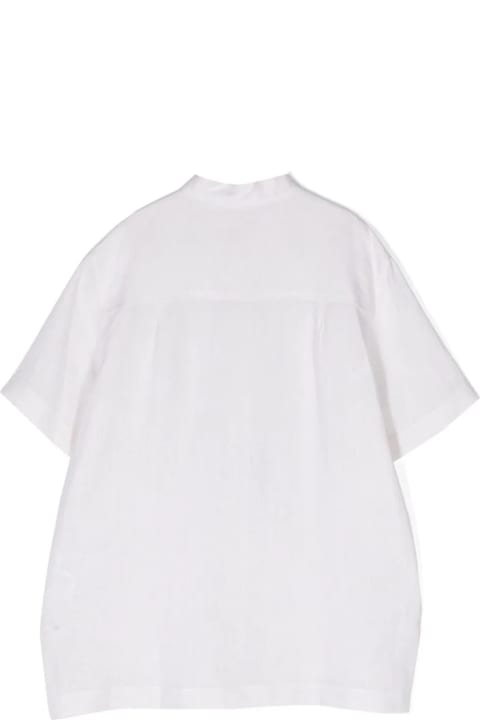 Dolce & Gabbana for Kids Dolce & Gabbana White Linen Shirt With Logo Plaque