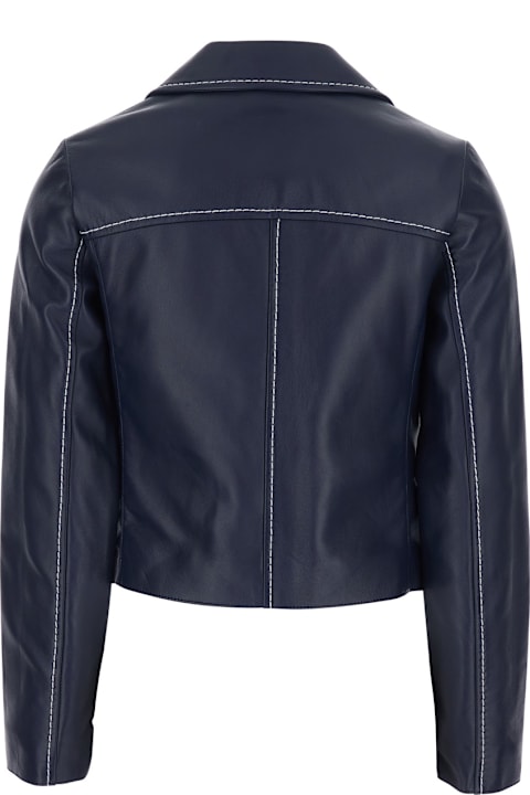 MICHAEL Michael Kors for Men MICHAEL Michael Kors Blue Jacket With Notched Revers And Contrasting Stitching In Leather Woman