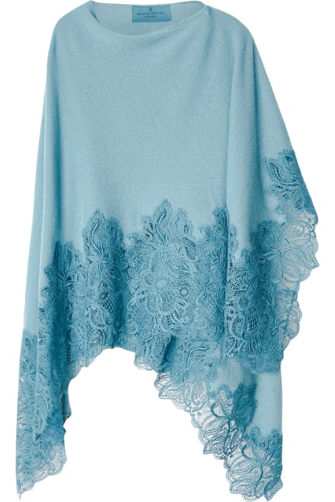 Ermanno Scervino for Women Ermanno Scervino Light Blue 100% Cashmere Knitted Mantella