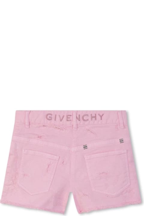 Givenchy Bottoms for Girls Givenchy Pink Shorts With Logo Lettering Detail In Stretch Cotton Denim Girl