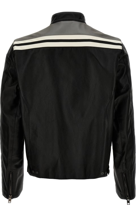 Moschino Coats & Jackets for Men Moschino Leather Jacket With Contrasting Bands