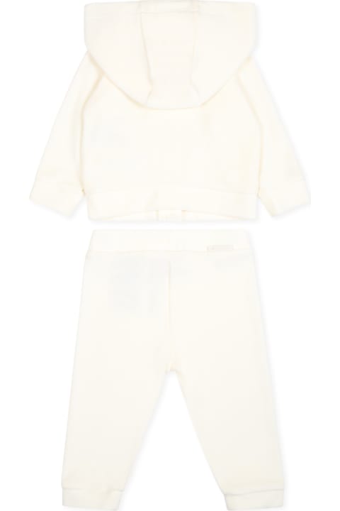 أطقم وبودي سوت لـ رُضع بنات Moncler Ivory Suit For Baby Girl With Logo