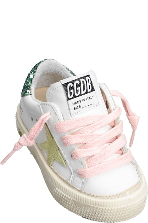 Golden Goose أحذية لـ رُضع بنات Golden Goose May Leather Upper Suede Star Laminated Glitter Heel