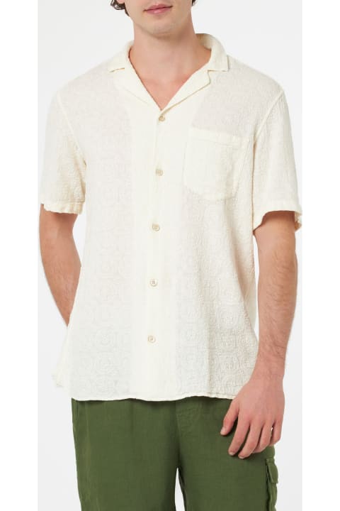 Homeware MC2 Saint Barth Man Linen Shirt Kalea With Flower Embroidery