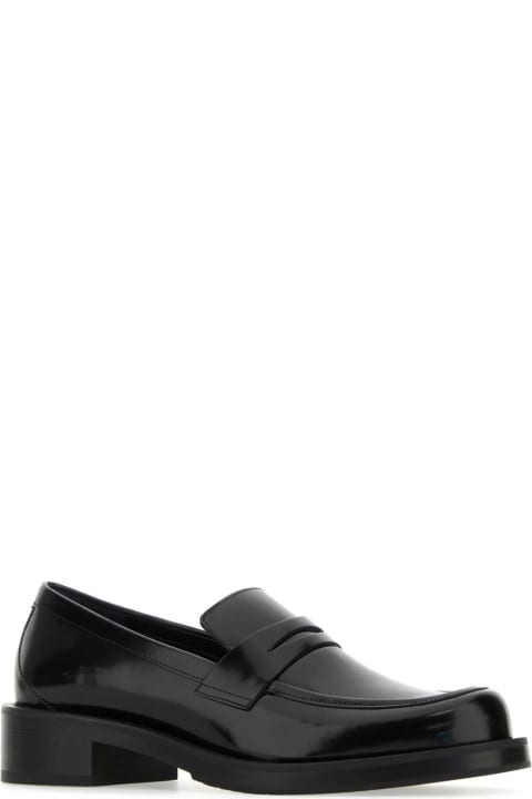 Flat Shoes for Women Stuart Weitzman Black Leather Palmer Bold Loafers