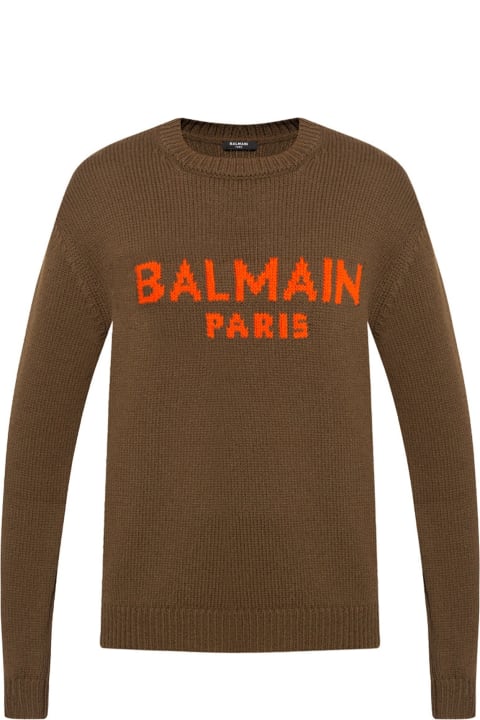 Sweaters for Men Balmain Wool Logo Sweater