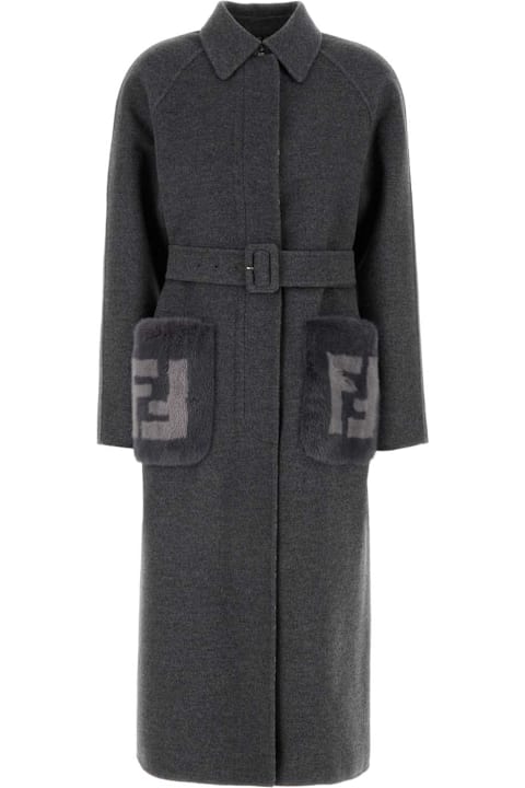 Fendi Grey Wool Blend Coat