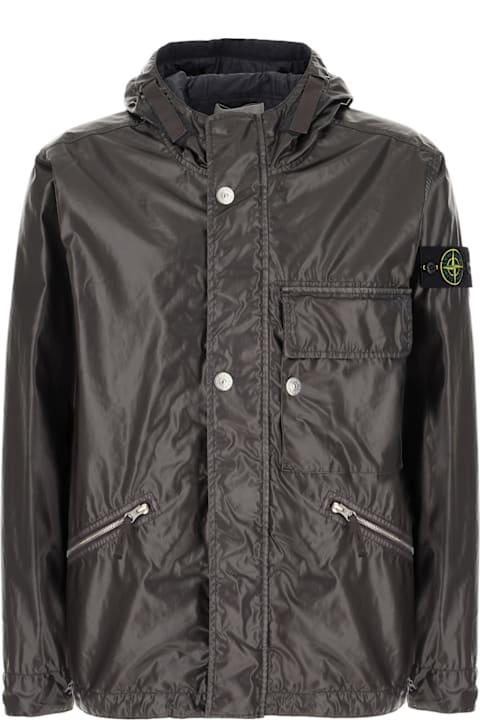 Stone Island Men Stone Island Charcoal Cotton Padded Jacket