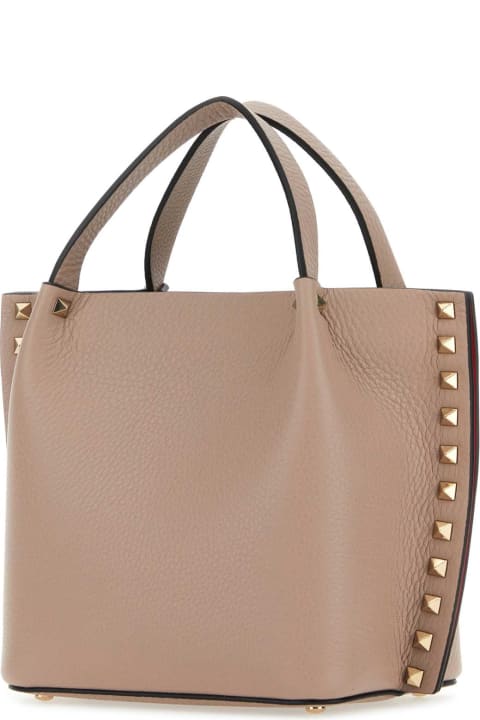 Totes for Women Valentino Garavani Antiqued Pink Leather Rockstud Handbag