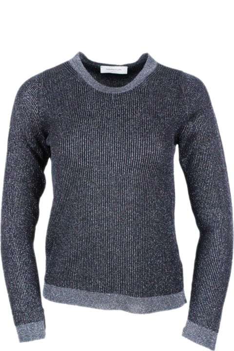 Fabiana Filippi for Women Fabiana Filippi Long-sleeved Crew-neck Sweater In Organic Cotton And Lurex With Ribbed Knit