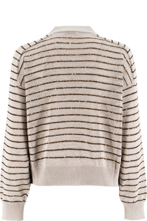 Sweaters for Women Brunello Cucinelli Dazzling Stripes Cardigan