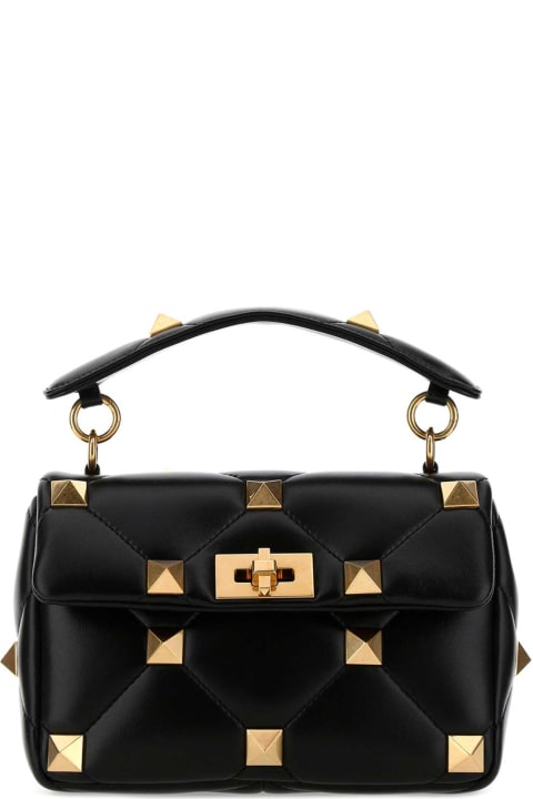 Bags for Women Valentino Garavani Black Nappa Leather Medium Roman Stud Handbag
