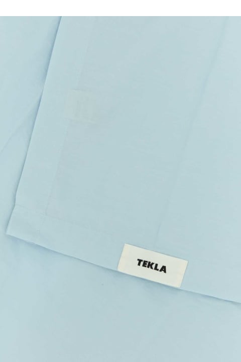 Tekla Textiles & Linens Tekla Light Blue Cotton Flat Sheet