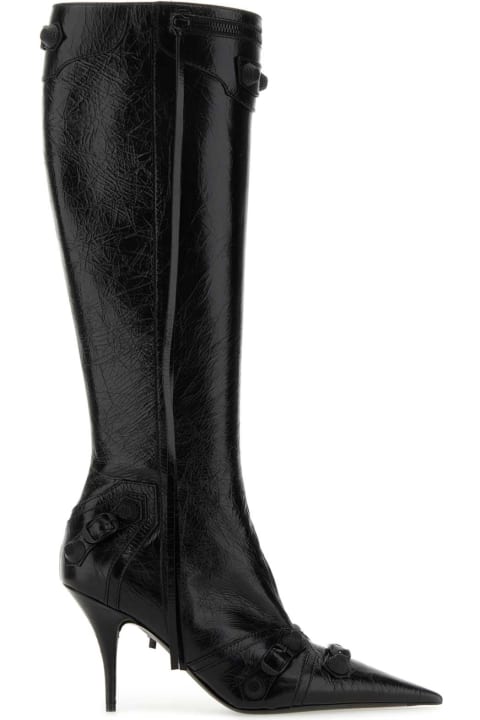 Boots for Women Balenciaga Black Leather Cagole Boots