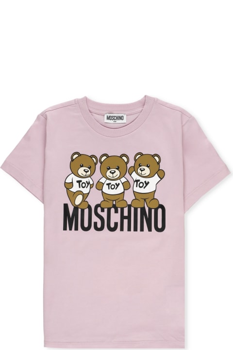 Moschino Grey T-shirt For Kids With Teddy Bear And Logo