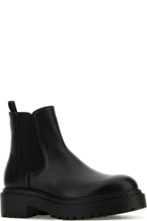 أحذية برقبة لـ القسم الرجالي Prada Black Leather Ankle Boots