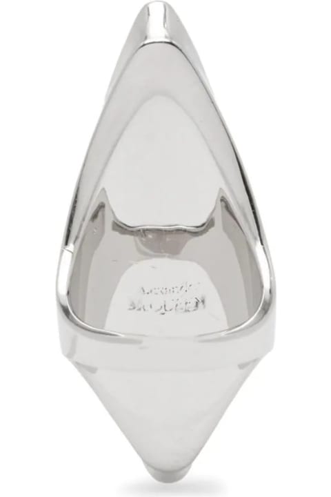 Rings for Women Alexander McQueen Antiqued Silver Jewelled Pointed Ring
