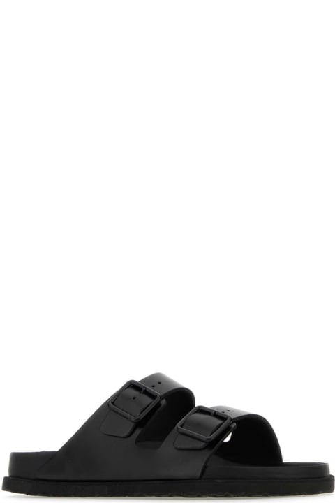 メンズ その他各種シューズ Birkenstock Black Leather Arizona Avantgarde Slippers