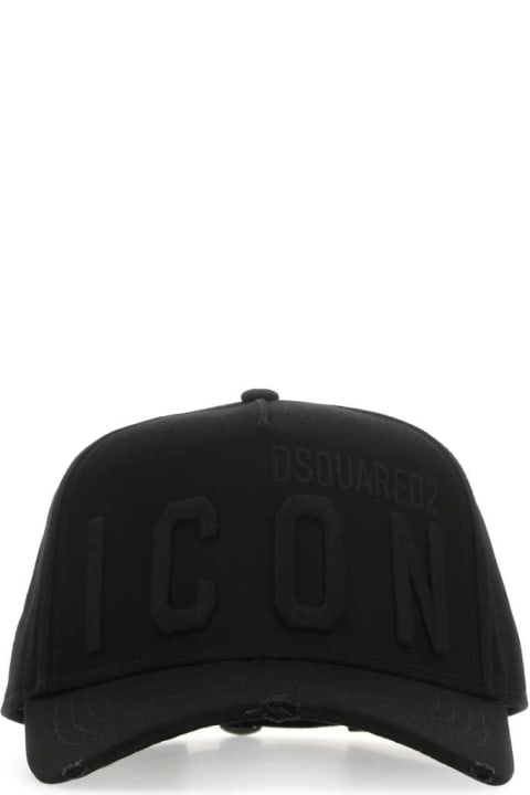 Dsquared2 Hats for Men Dsquared2 Black Cotton Be Icon Baseball Cap