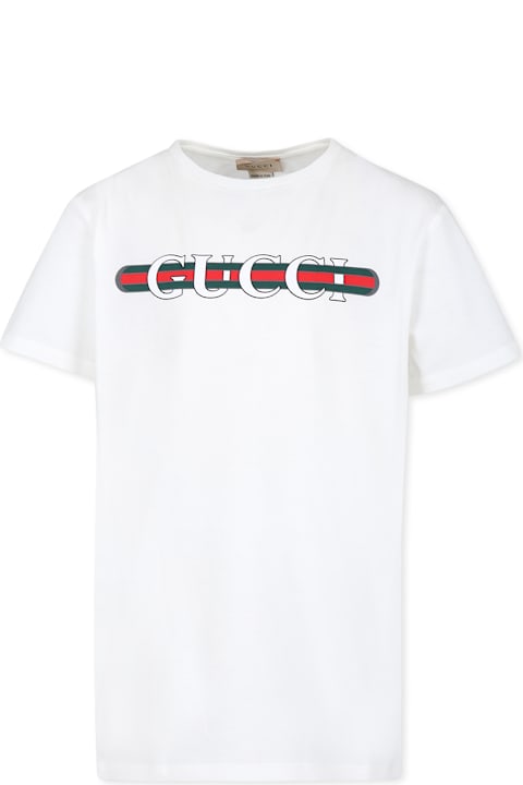 Gucci T-Shirts & Polo Shirts for Boys Gucci White T-shirt For Kids With Logo