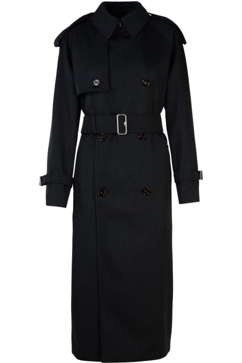 Burberry Coats & Jackets for Women Burberry Grey Wool Long Trench Coat