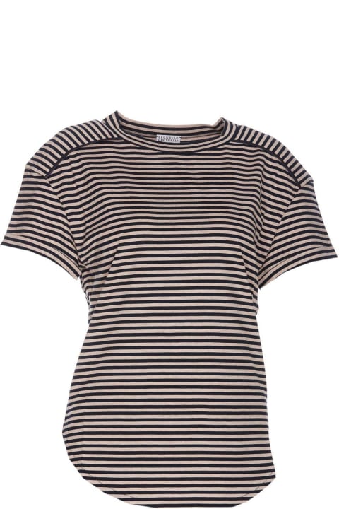 Brunello Cucinelli Clothing for Women Brunello Cucinelli Striped Crewneck T-shirt
