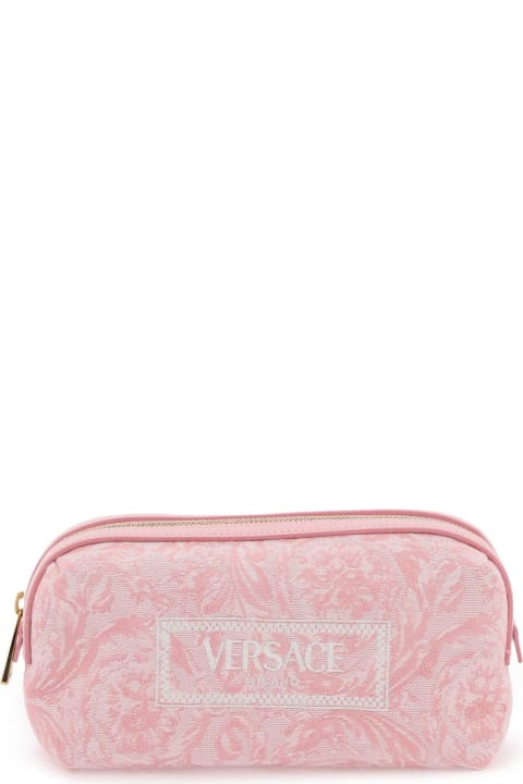 Versace Clutches for Women Versace Logo-embroidered Jacquard Zip-up Toiletry Bag
