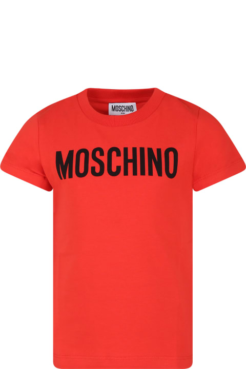 Moschino for Kids Moschino Red T-shirt For Kids With Logo