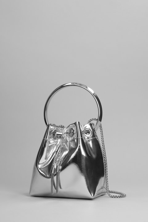 Jimmy Choo حقائب توتي لـ السيدات Jimmy Choo Bon Bon Hand Bag In Silver Leather