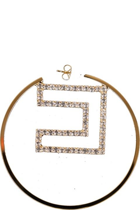 Elisabetta Franchi for Women Elisabetta Franchi Hoop Earrings With Rhinestone Logo
