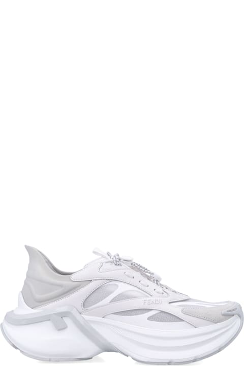 Fendi F-light White Leather And Mesh Woman's Sneakers