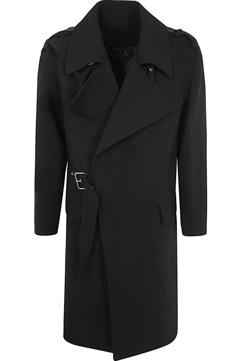 メンズ コート＆ジャケット Balmain Double Wool Crepe Belted Trench Coat