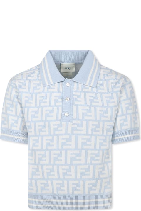 Homeware Fendi Light Blue Polo Shirt For Boy With Ff